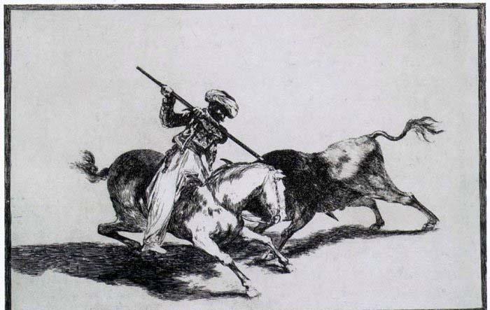 Francisco de goya y Lucientes  The Morisco Gazul is the First to Fight Bulls with a Lance France oil painting art